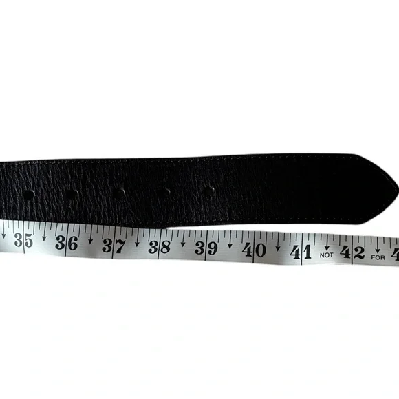 Linea Pelle Black Leather Belt Solid Brass Buckle Large NWOT - Picture 10 of 13